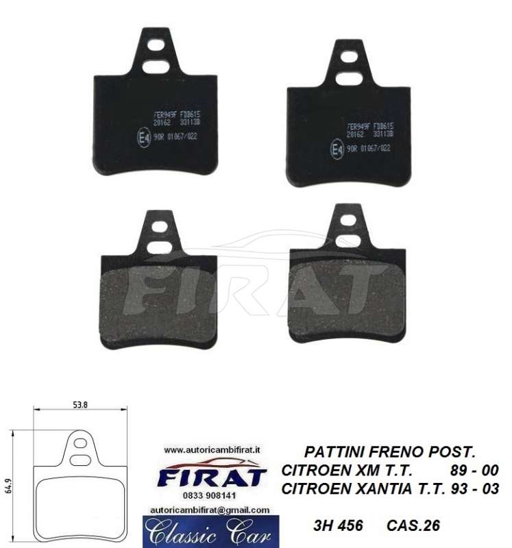 PATTINI FRENO CITROEN XM - XANTIA POST. (3H456)